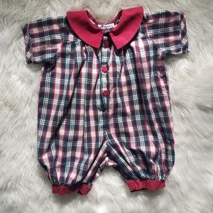 Monday's Child sz 12 months plaid romper